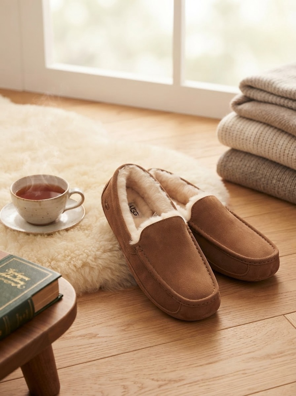 UGG Men's Chestnut Suede Shearling Driving Moccasin